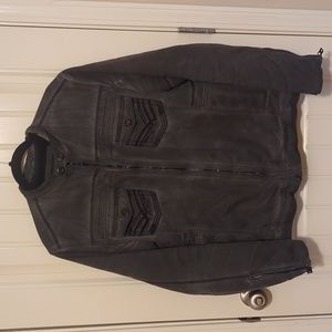 Men's Buckle Black Cotton Faux Fur Lined Jacket Size M